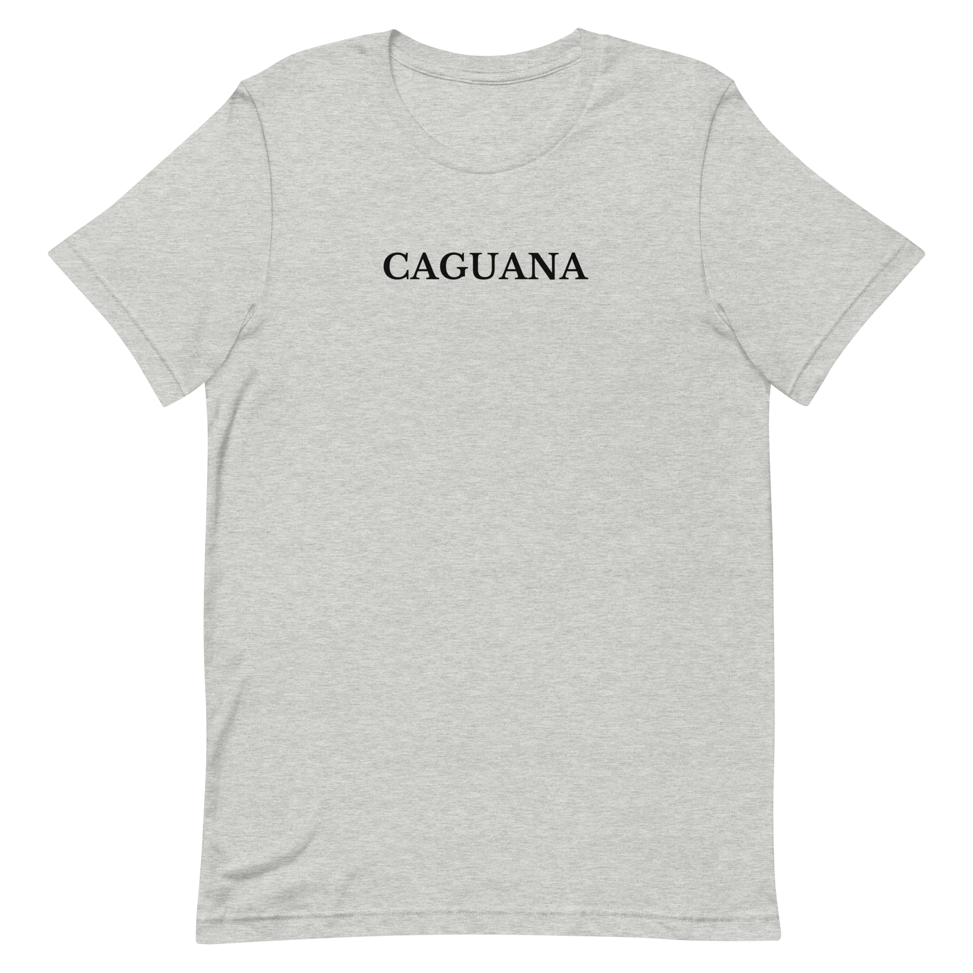 CAGUANA tee Classic design on Athletic Heather shirt, front view