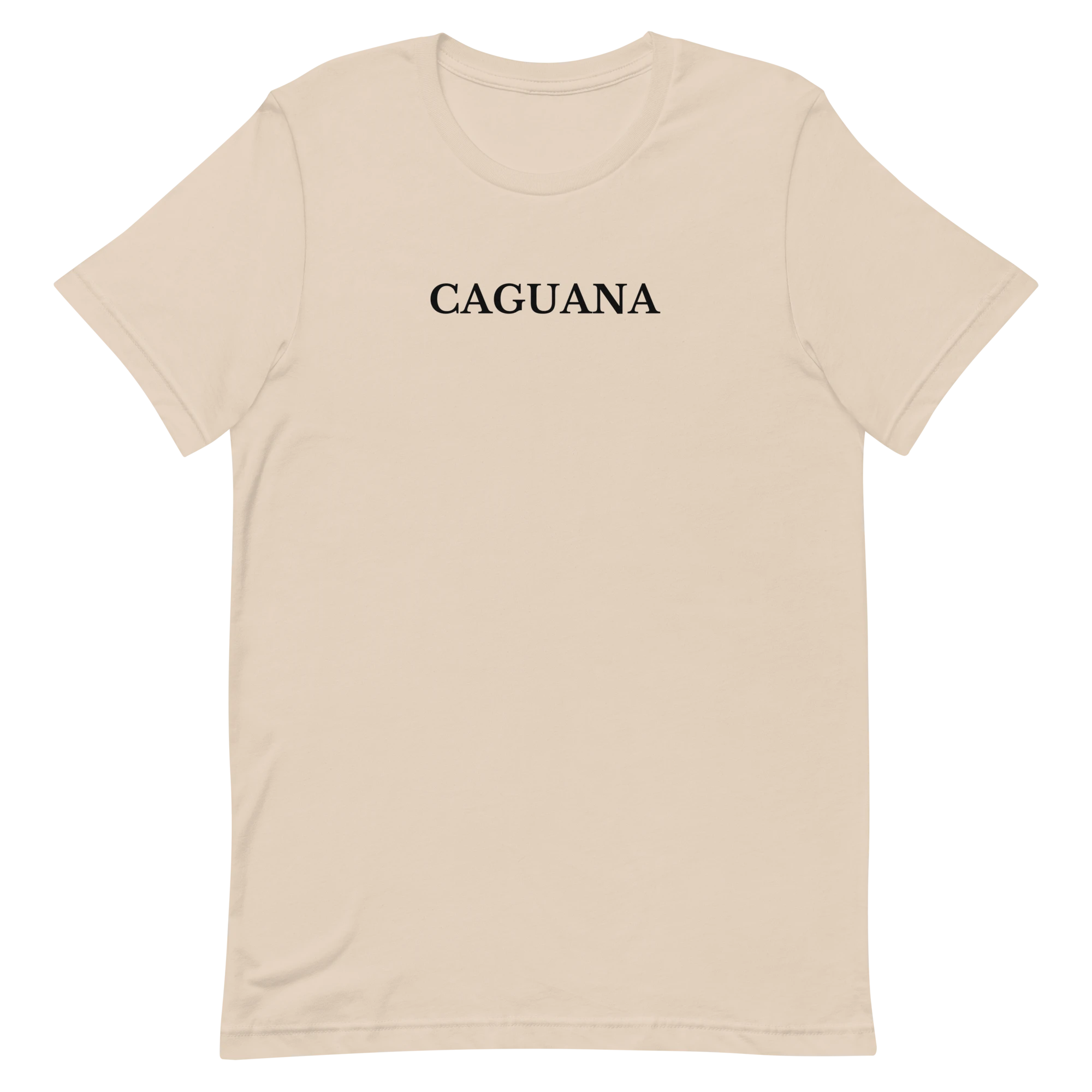 CAGUANA tee Classic design on Soft Cream shirt, front view