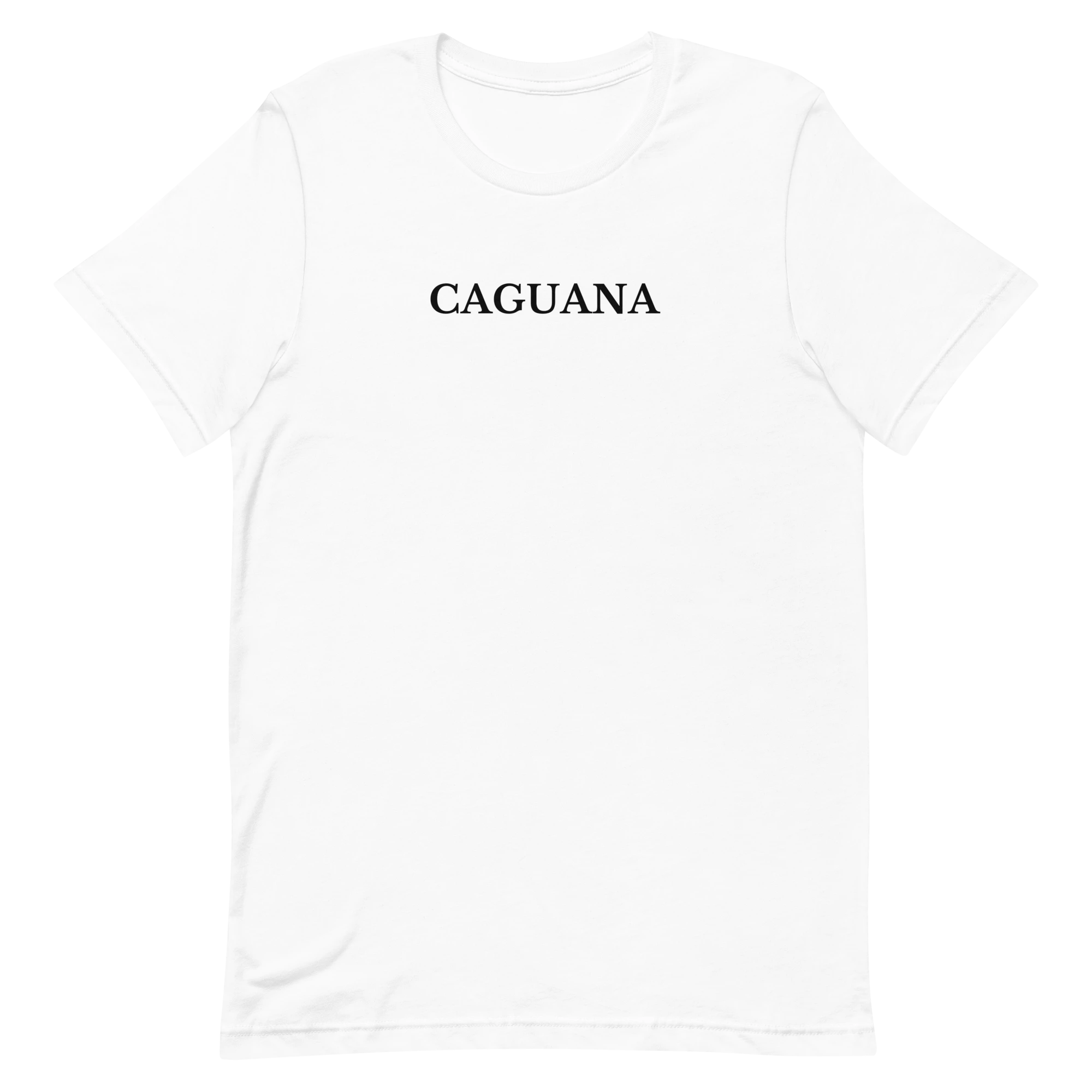 CAGUANA tee Classic design on White shirt, front view