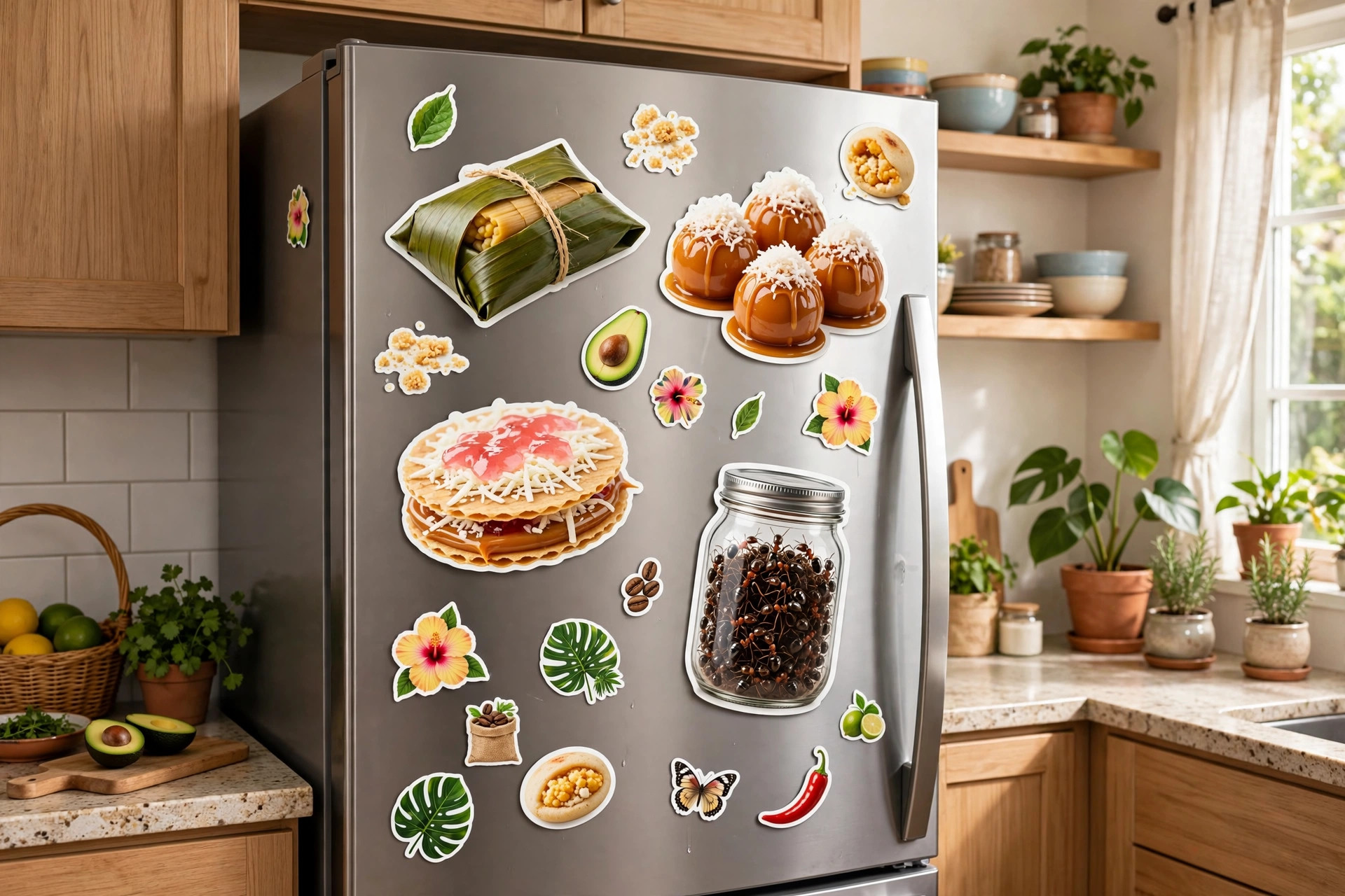 Fridge decorated with Plus 57 stickers